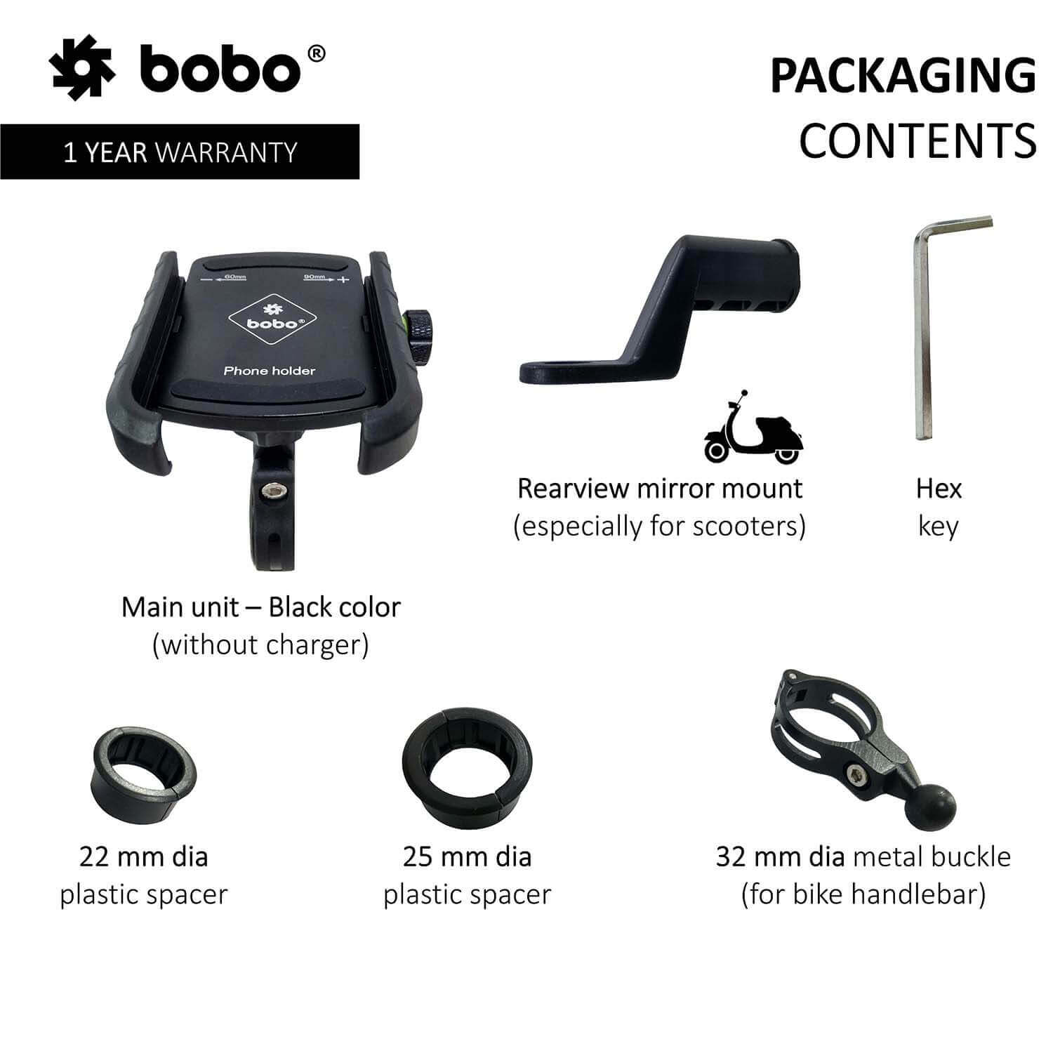 BOBO Jaw-Grip Aluminium Mobile Holder Motorcycle Mobile Mount (Without Charger) - Image 5