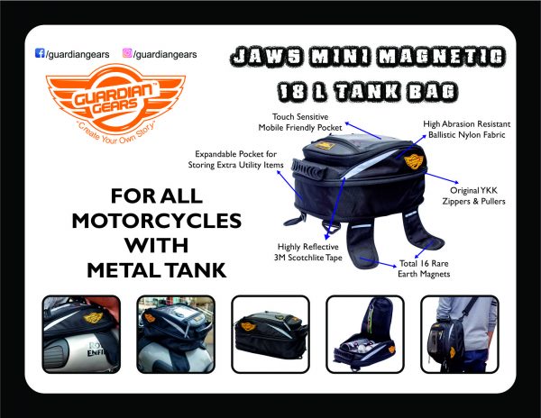 Jaws Mini Magnetic 18L Tank Bag with Rain Cover - Image 5