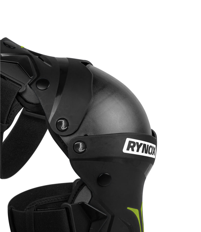 Rynox Bastion Bionic Knee Guards -Black HI-VIZ GREEN - Image 2