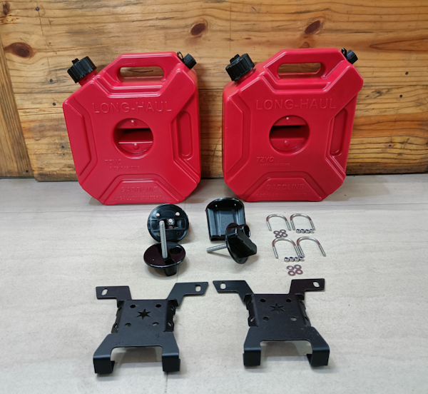 1 Pair Jerry Can Red 5Ltr+Himalayan Crux Jerry Can Mount 2021 Bs6