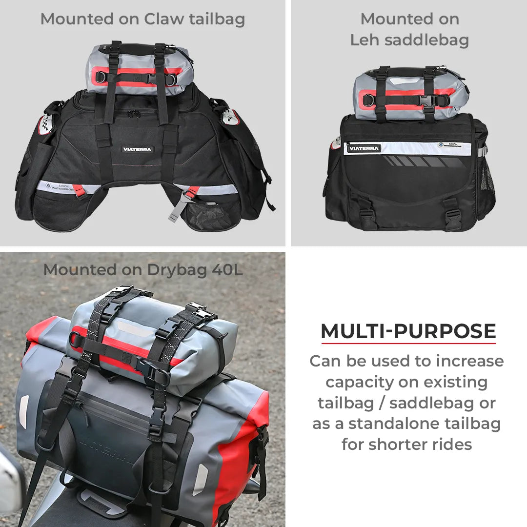 ViaTerra DryBag 8L - 100% Waterproof Motorcycle Tailbag/ Rear rack bag (Universal with versatile mounting) - Image 5